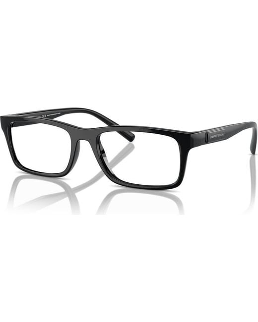ARMANI EXCHANGE Black 55Mm Rectangle Optical Glasses for men