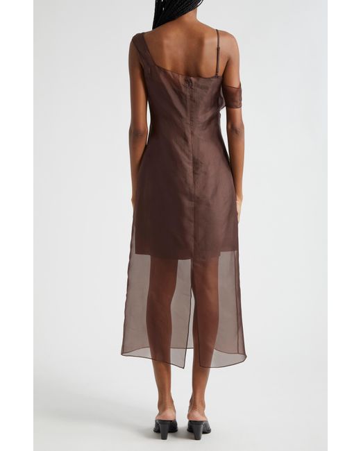 Stine Goya Brown Roxanna One-shoulder Silk Dress