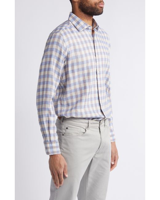 Scott Barber White Bold Gingham Linen Twill Button-up Shirt for men