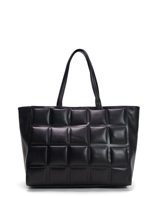 Talia Quilted Tote in Black Lyst