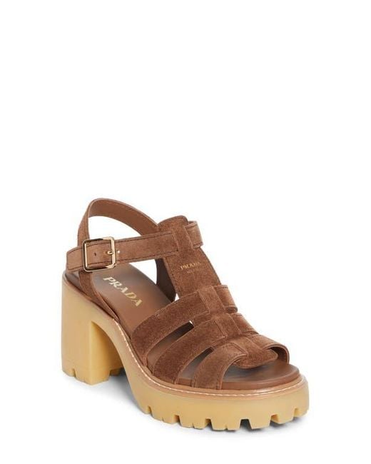 Prada Brown Stride Platform Sandal
