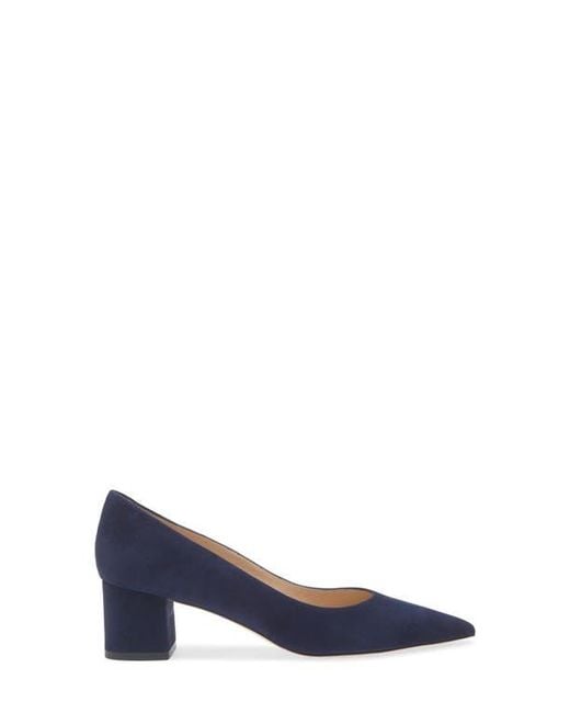 Stuart Weitzman Blue Stuart Power 50 Block Heel Pump