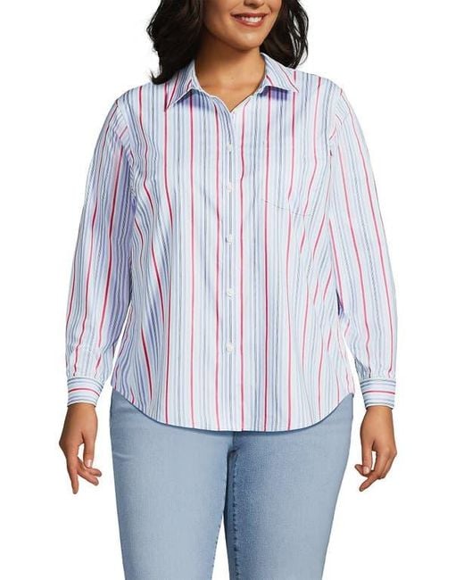 Lands' End Blue Cooling Button Front Shirt