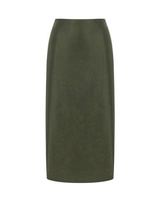Nocturne Green Midi Skirt With Back Slits