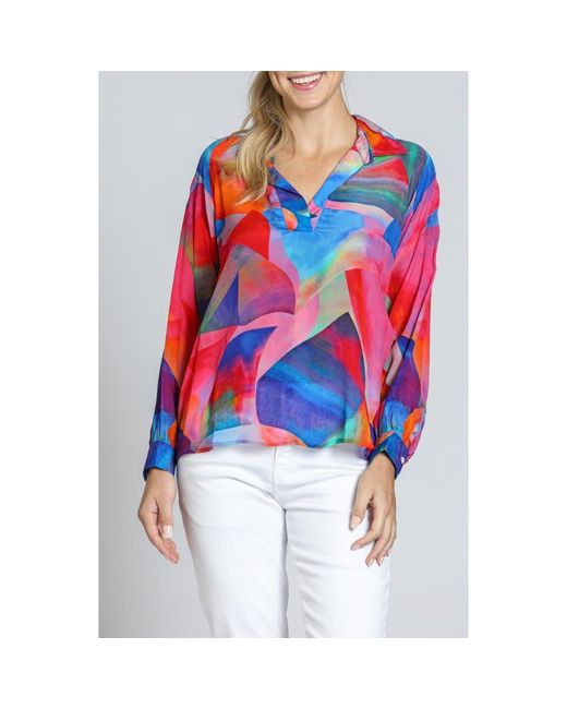 Apny Red Print Popover Top