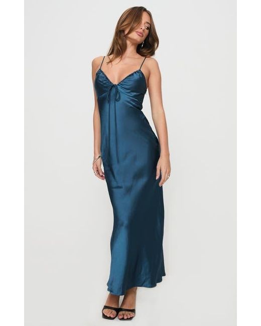 Princess Polly Blue Maguire Satin Maxi Dress