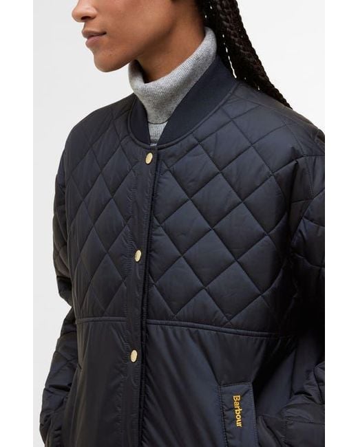 Barbour Black Wetherby Diamond Quilted Bomber Jacket