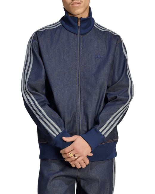 Adidas Blue Denim Track Jacket for men