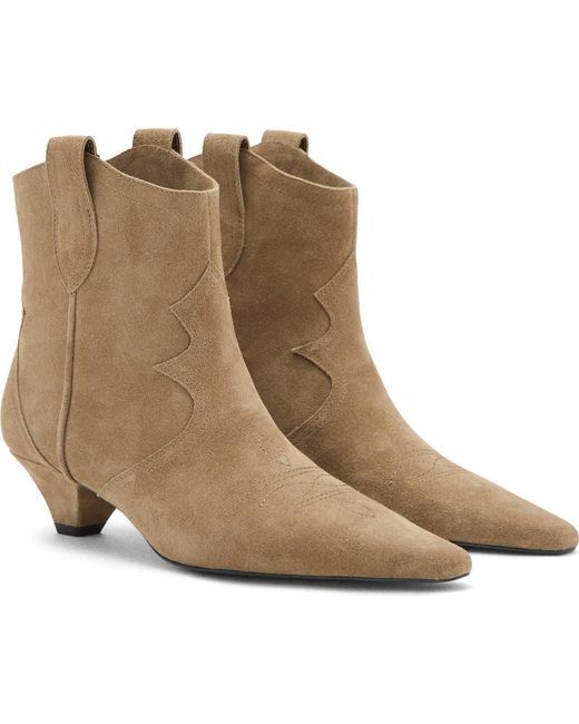 Mango Natural Suede Kitten Heel Ankle Boot