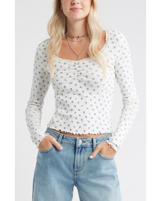 BP. White Pointelle Long Sleeve T-Shirt