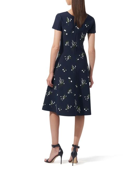 Carolina Herrera Blue Lily Of The Valley Knit Fit & Flare Dress