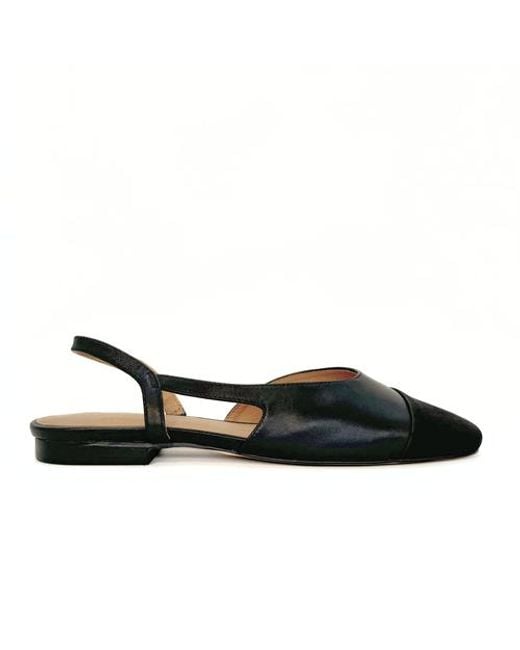 Amie Rafa Black Lyon Slingback Flat