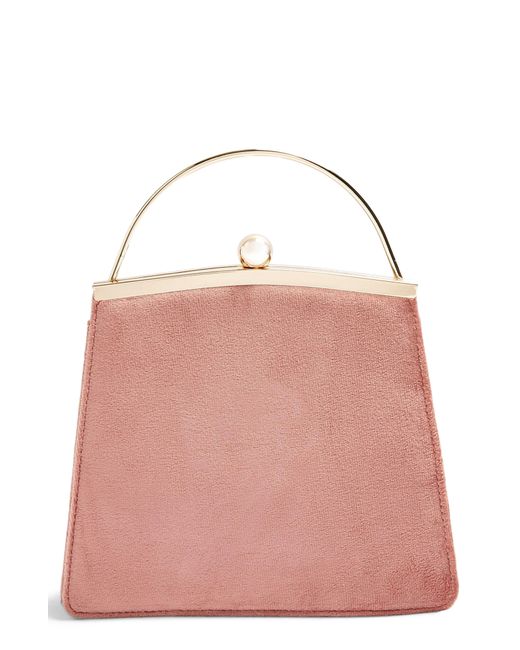 TOPSHOP Pink Garland Velvet Frame Bag