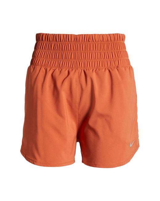 Nike Orange Dri-fit Ultrahigh Waist 3-inch Brief Lined Shorts