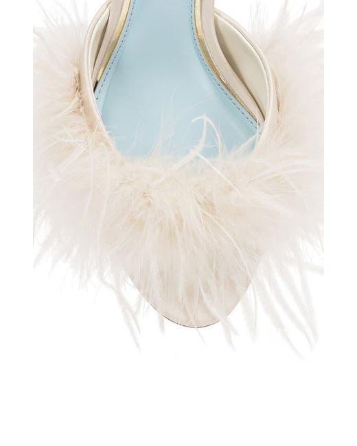 Vince Camuto White Paelly Faux Feather Slide Sandal
