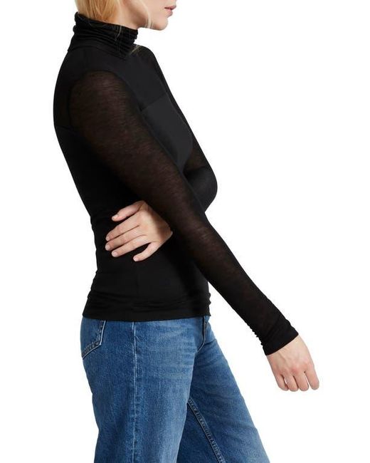 MARCELLA Black Sheer Panel Turtleneck Top