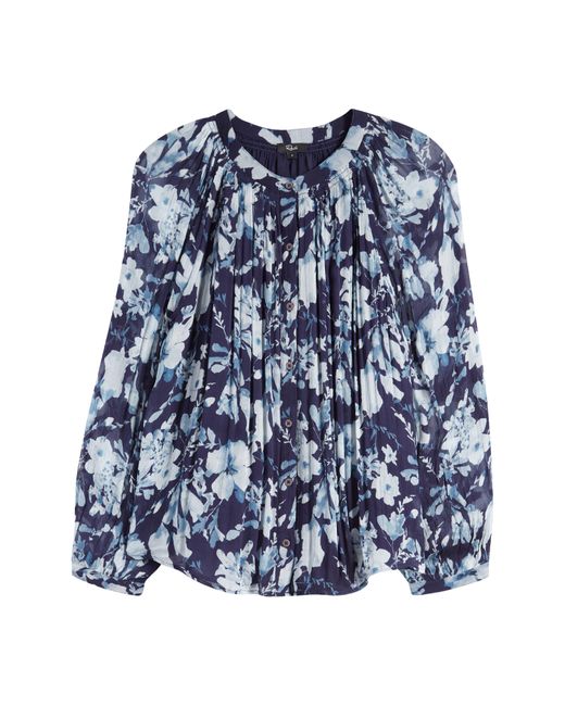 Rails Blue Nessie Pleated Floral Top