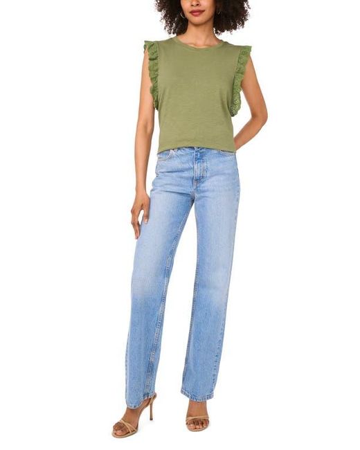 Two By Vince Camuto Green Ruffle Eyelet Tank Top