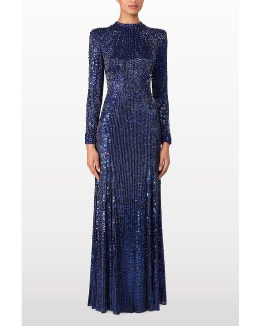 Jenny Packham Blue Aurora Sequined Gown