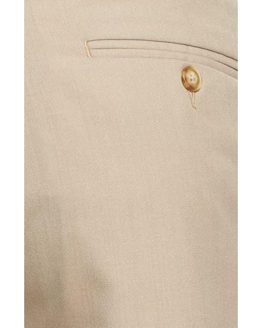 Berle Natural Self Sizer Waist Plain Weave Pleated Washable Trousers for men