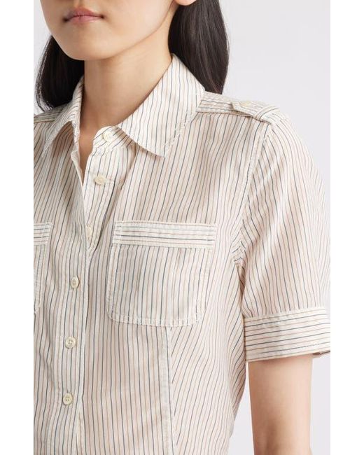FRAME Blue The Stripe Cotton & Silk Utility Shirt