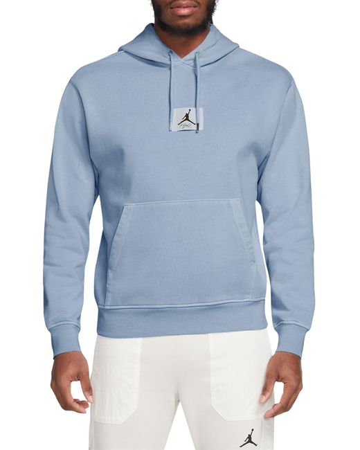Nike Blue Flight Essentials Washed Fleece Cotton Hoodie for men