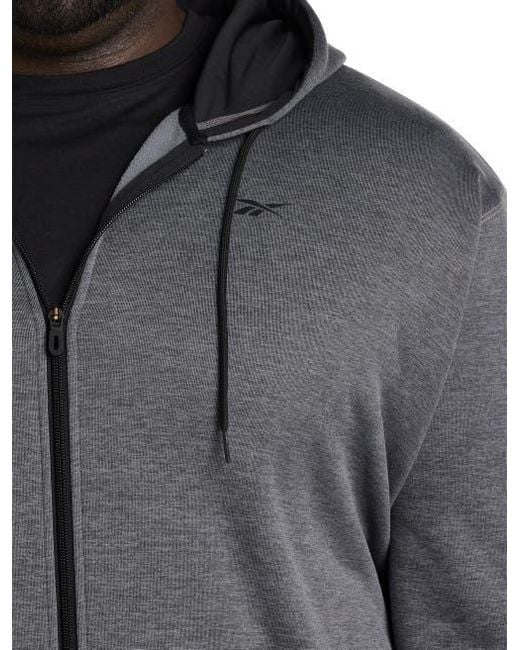 Reebok Gray Performance Zip-Front Hoodie for men