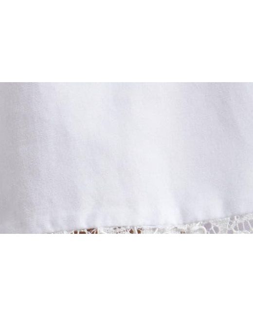 L'Agence White Levo Lace Trim Crop Button-up Shirt