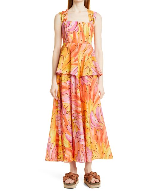 FARM Rio Ombr © Bananas Tie Back Maxi Dress in Orange | Lyst