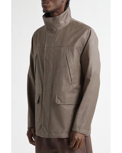 Herno Brown Storm System Long Jacket for men