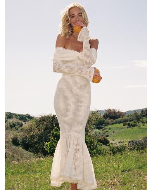 off shoulder white crochet dress Off the Shoulder Crochet Dress