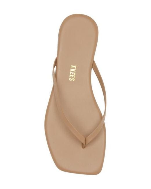 TKEES Natural Lily Square Toe Flip Flop