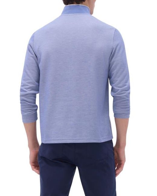 Bugatchi Blue Quarter Zip Performance Pullover for men