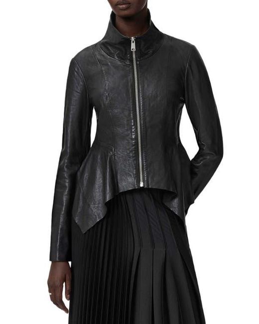 AllSaints Black Grace Leather Biker Jacket