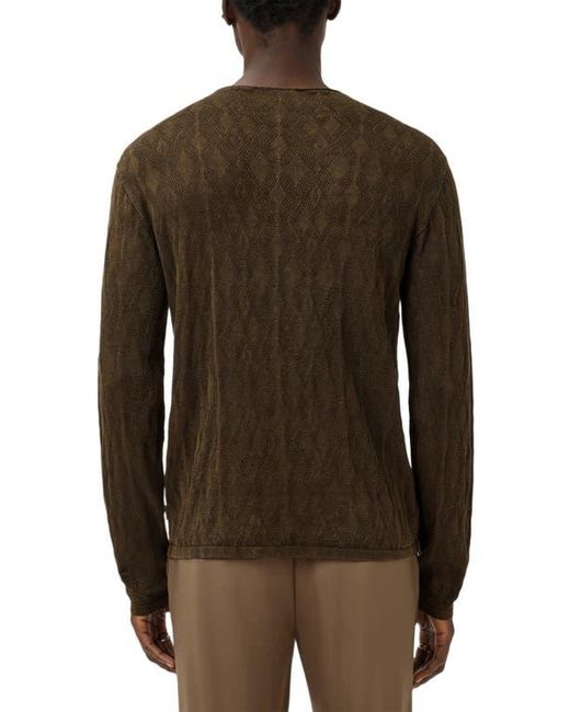 John Varvatos Brown Brycen Broken Argyle Organic Cotton Sweater for men