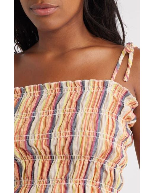 TOPSHOP White Stripe Shirred Cotton Camisole