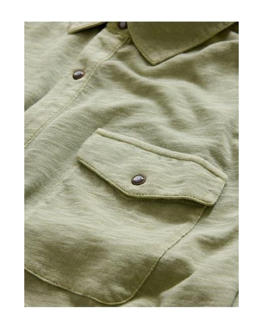 John Varvatos Green Avron Slub Organic Cotton Knit Snap-Up Western Shirt for men