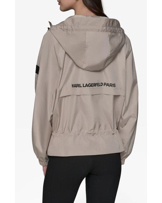 Karl Lagerfeld Gray Hooded Windbreaker