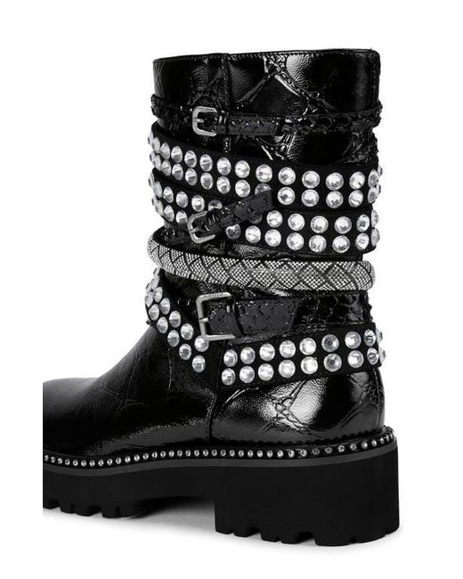 Kurt Geiger Black Crystal Embellished Multistrap Boot