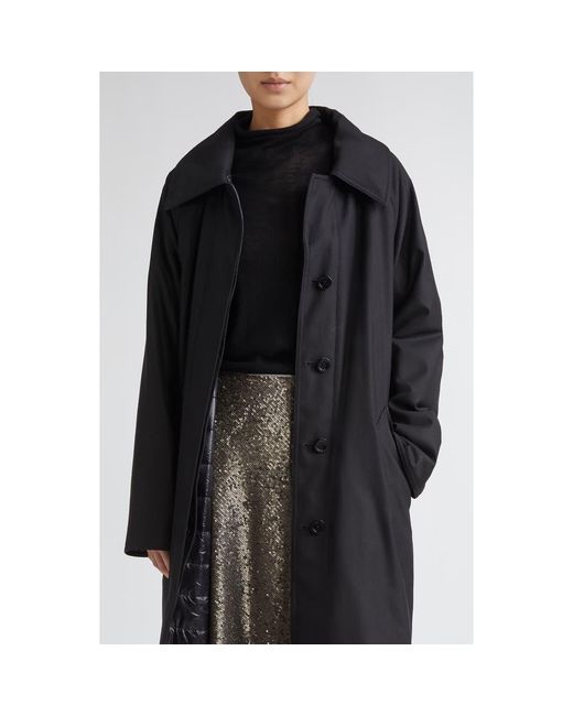 Herno Women's Black Belted Reversible Fluid Wool Blend Gabardine