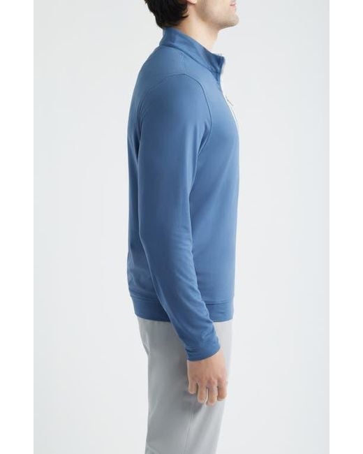 Scott Barber Blue Solid Performance Quarter Zip Pullover for men