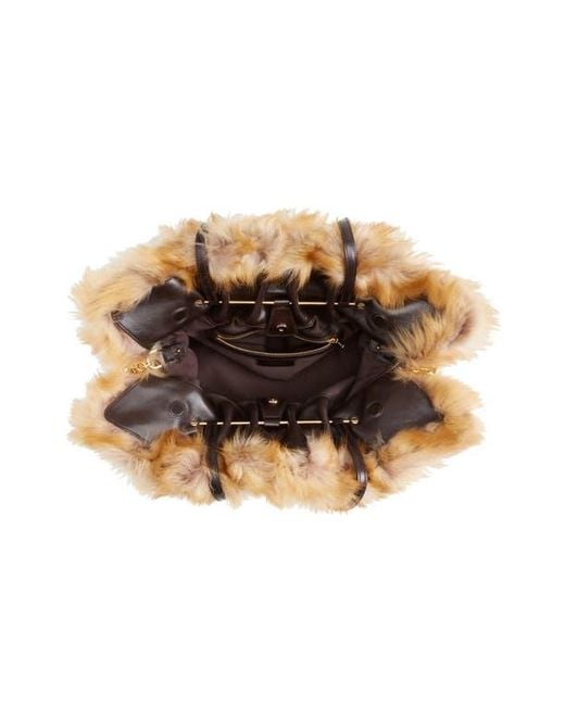 Ferragamo Black Medium Gancio Piercing Soft Leather & Genuine Shearling Shoulder Bag