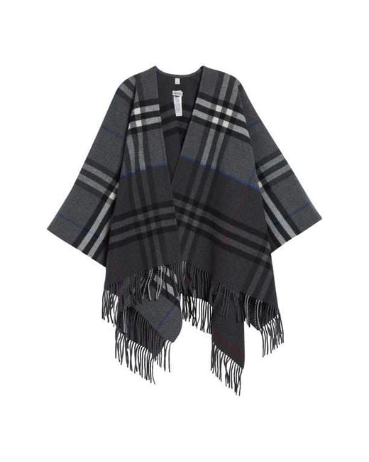 Burberry Black Check Double Face Cashmere & Wool Cape