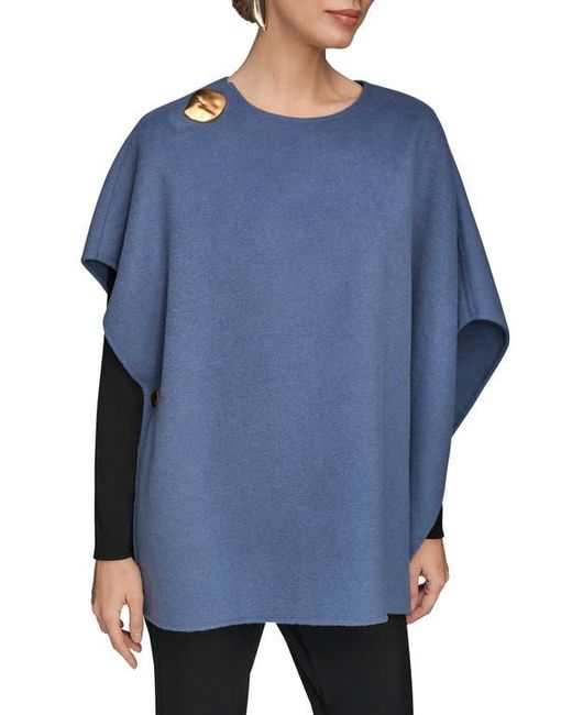 Donna Karan Blue Wool Blend Cape