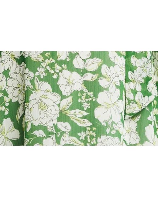 Estelle Green Field Floral Sleeveless Asymmetric Midi Dress