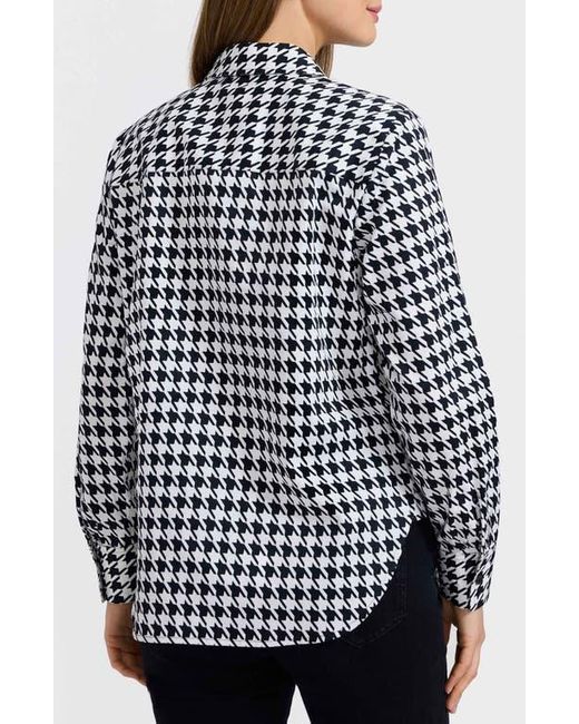 Foxcroft Blue Meghan Houndstooth Cotton Button-Up Shirt