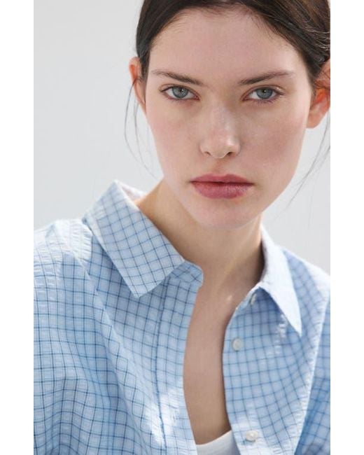 Mango Blue Checked Shirt