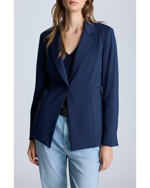Kenneth Cole Blue Athletic Stretch One-Button Blazer