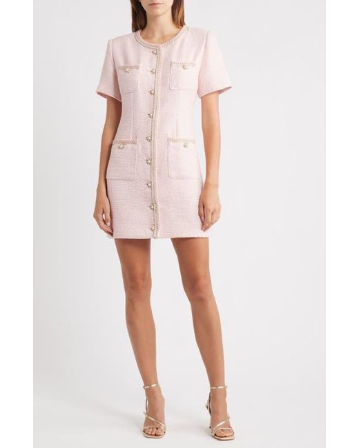 Endless Rose Pink Tweed Button-Up Minidress
