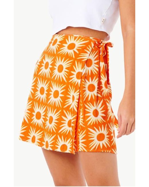 Rip Curl Orange Sun Drenched Wrap Skirt